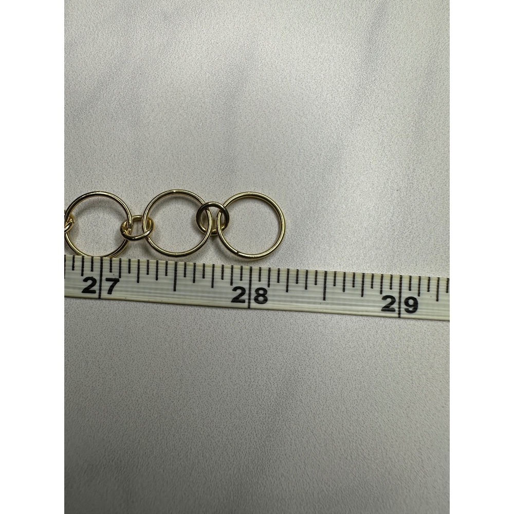 Italia Crea 925 Italy Gold Over Sterling Silver Circle Link Toggle Necklace 28in - Picture 5 of 6
